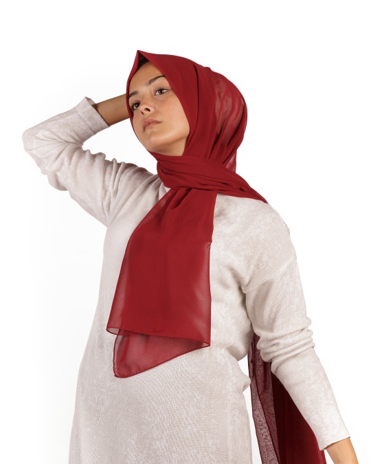 Bordo Şifon Şal