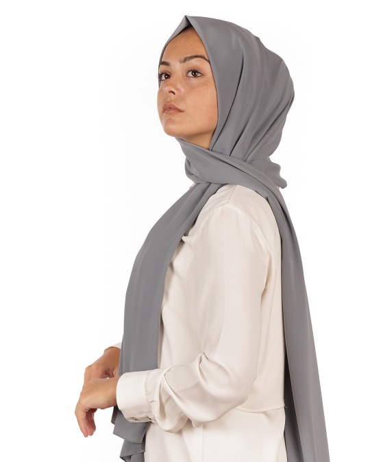 Koyu Gri Medine İpeği Şal