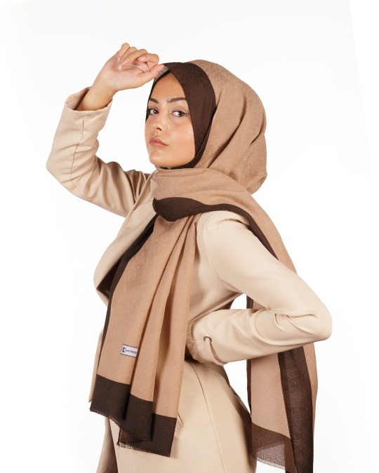 Koyu Kahve – Açık Kahve Monogram Şal