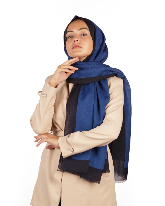 Lacivert – Saks Monogram Şal