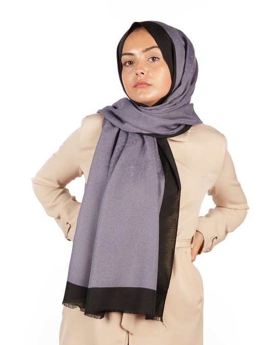 Siyah – Füme Gri Monogram Şal